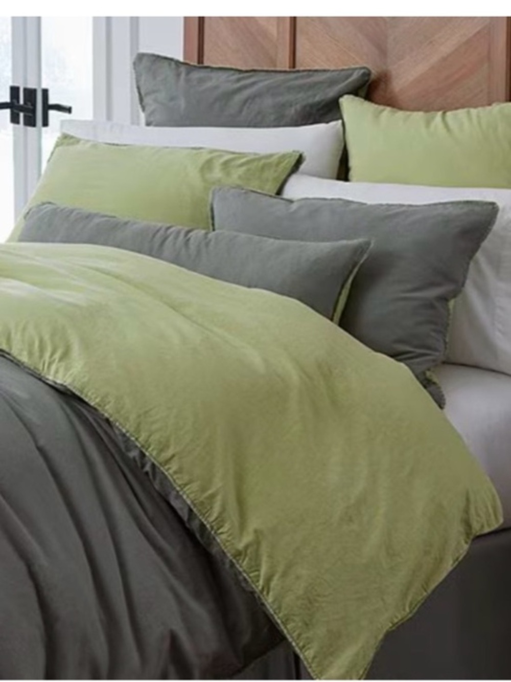 Reversible Sage Green and Charcoal Duvet Cover Only